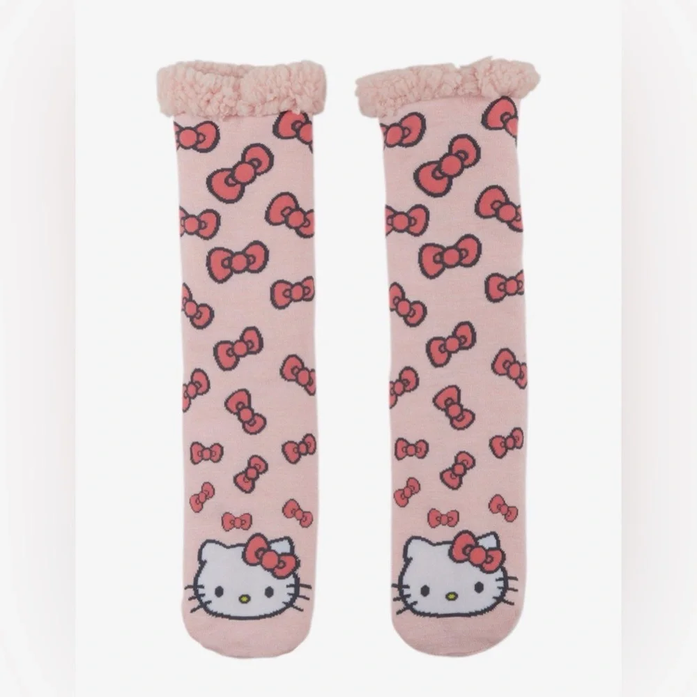 Sanrio Hello Kitty Pink Bow Slipper Socks- New